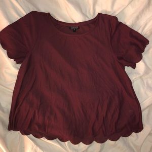 Maroon scallop top